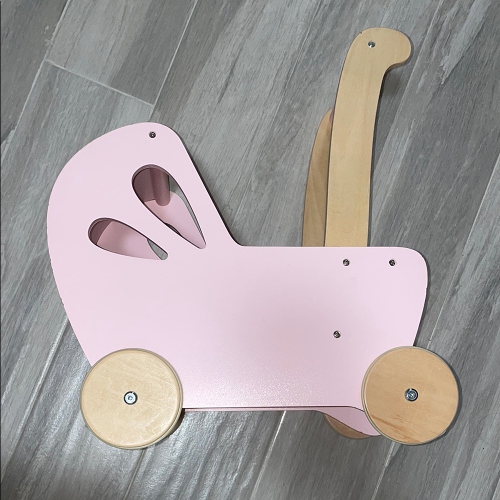 Pink Wooden Toy Stroller